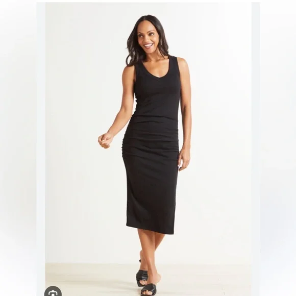 Michael Stars | Dresses | Reverence Michael Stars Ultra Rib Ruched Midi  Dress Size M New | Poshmark
